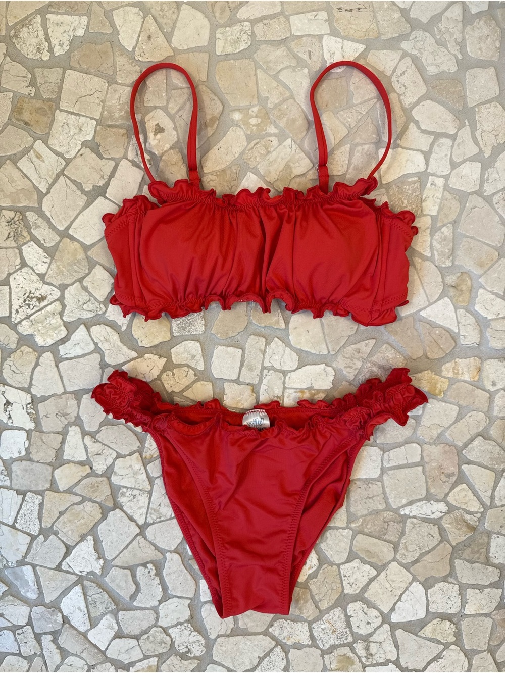 WILD FABLE Ruffled Red Two-Piece Bikini Set
